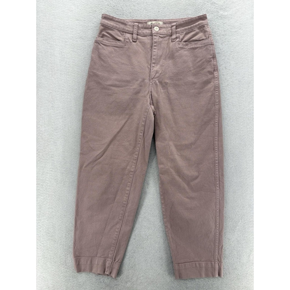 Madewell Slim Emmett Tapered Pants Womens 29 Pink High Rise Canvas Stretch Crop